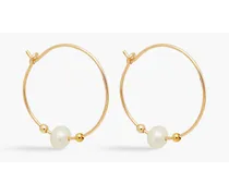 Gold-tone faux pearl hoop earrings - Metallic