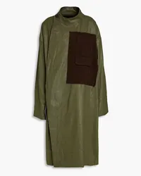 Maison Margiela Felt-trimmed waxed cotton-gabardine coat - Green Green