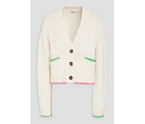 90s embroidered cotton cardigan - White