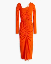 NICHOLAS Shayla cutout ruched stretch-jersey midi dress - Orange Orange