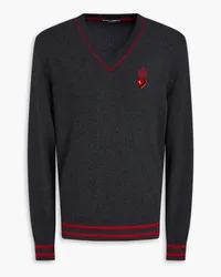 Dolce & Gabbana Embroidered cashmere and wool-blend sweater - Gray Gray