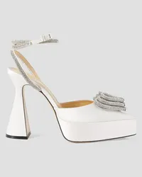 Mach & Mach Triple Heart crystal-embellished silk-satin platform pumps - White White