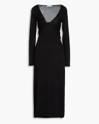 Vince Twist-front stretch-knit midi dress - Black Black