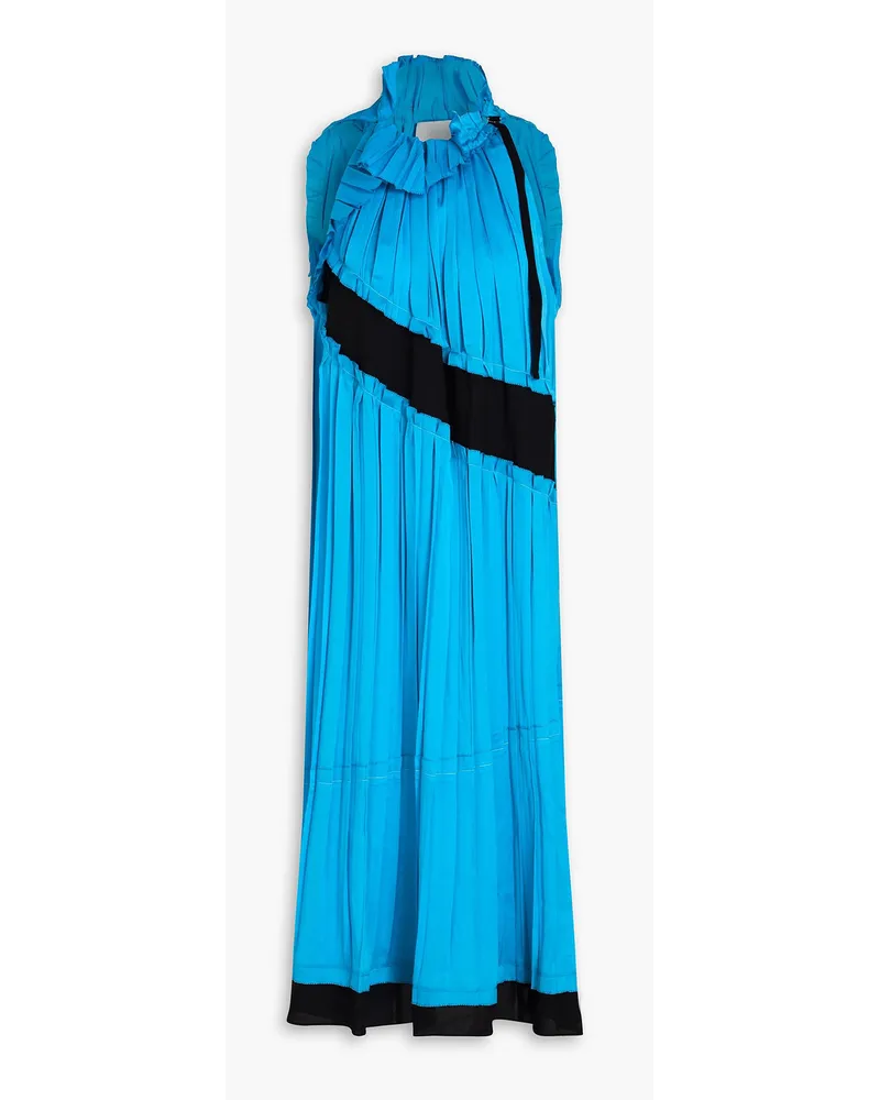 3.1 phillip lim Satin crepe-paneled pleated georgette midi dress - Blue Blue