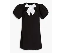 Bow-embellished cutout cotton-blend bouclé mini dress - Black