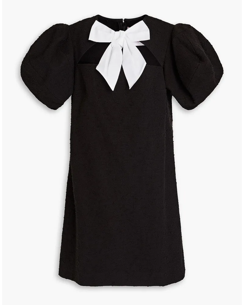 Carolina Herrera New York Bow-embellished cutout cotton-blend bouclé mini dress - Black Black
