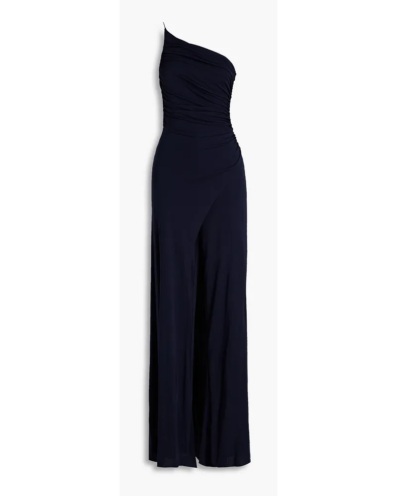 Halston Camryn one-shoulder jersey wide-leg jumpsuit - Blue Blue