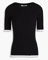 MSGM Two-tone ribbed-knit top - Black Black