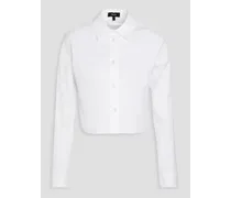 Cropped cotton-blend poplin shirt - White