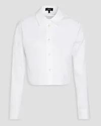 Theory Cropped cotton-blend poplin shirt - White White