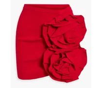 Floral-appliquéd knitted mini skirt - Red