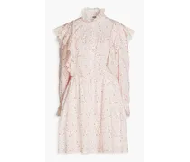Ruffle-trimmed floral-print cotton shirt dress - Pink