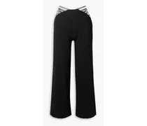 Abela cropped cutout ribbed-knit straight-leg pants - Black