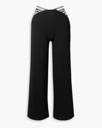 Cult Gaia Abela cropped cutout ribbed-knit straight-leg pants - Black Black