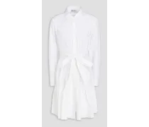 Stretch cotton-blend mini shirt dress - White