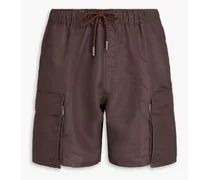 Mid-length embroidered swim shorts - Brown