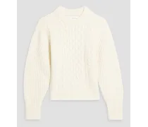 Aran cable-knit wool sweater - White