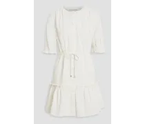 Billie tiered ruffle-trimmed cotton-seersucker mini dress - White