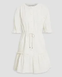 Saloni Billie tiered ruffle-trimmed cotton-seersucker mini dress - White White