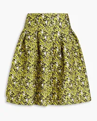 Oscar de la Renta Pleated cloqué mini skirt - Yellow Yellow