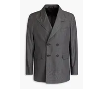 Double-breasted wool and mulberry silk-blend blazer - Black
