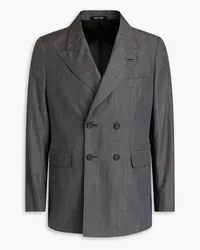 Dunhill Double-breasted wool and mulberry silk-blend blazer - Black Black