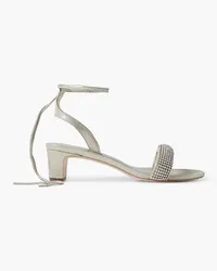 Loeffler Randall Jackie crystal-embellished metallic crinkled-leather sandals - Metallic Metallic