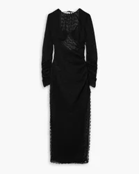 Alessandra Rich Open-back ruched lace maxi dress - Black Black