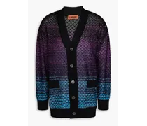 Sequin-embellished intarsia-knit cardigan - Purple