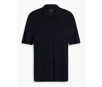 Linen-blend polo shirt - Blue