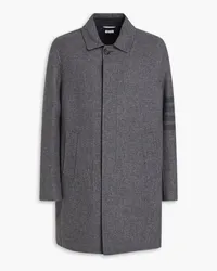 Thom Browne Striped brushed-felt coat - Gray Gray