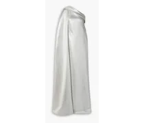 One-shoulder cotton-blend lamé gown - Metallic