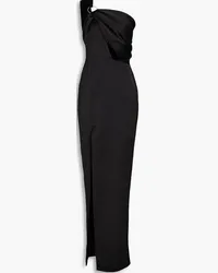 RASARIO One-shoulder cutout satin-crepe gown - Black Black