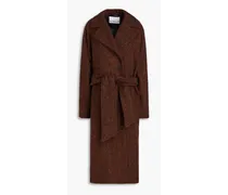 Ieva belted herringbone tweed coat - Brown