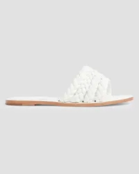 Porte & Paire Braided leather slides - White White