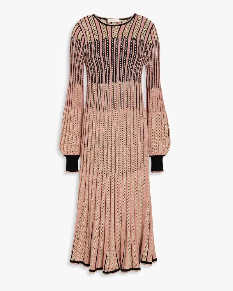 Zimmermann Striped pointelle-knit cotton-blend midi dress - Pink Pink