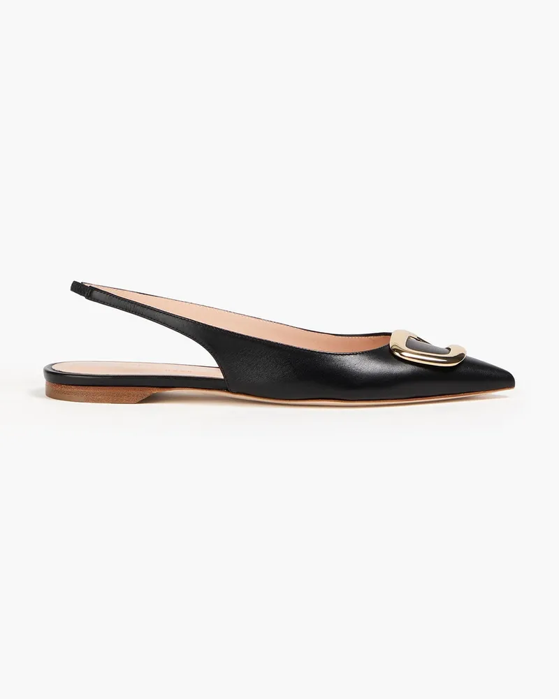 Rupert Sanderson Bedfa embellished leather slingback point-toe flats - Black Black