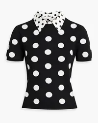 Alice + Olivia Alice Olivia - Aster polka-dot jacquard-knit top - Black Black