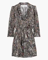 IRO Milad wrap-effect printed silk-blend lamé mini dress - Metallic Metallic