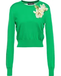 Dolce & Gabbana Floral-appliquéd silk-blend sweater - Green Green