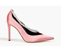 Crystal-embellished satin pumps - Pink