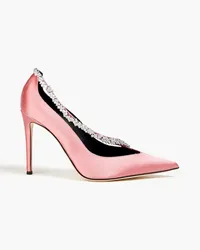 Giuseppe Zanotti Crystal-embellished satin pumps - Pink Pink