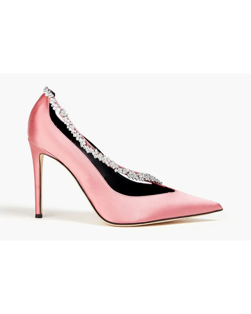 Giuseppe Zanotti Crystal-embellished satin pumps - Pink Pink