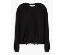 Layered guipure lace wool, silk and cashmere-blend sweater - Black