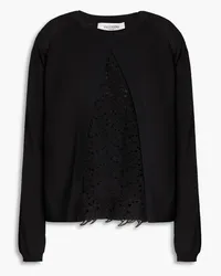 Valentino Garavani Layered guipure lace wool, silk and cashmere-blend sweater - Black Black