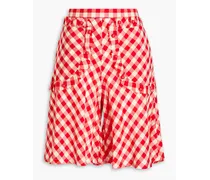 Checked crepe de chine shorts - Red