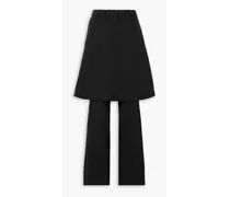Skirt-effect twill straight-leg pants - Black