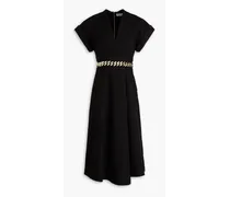 Carine chain-embellished tweed midi dress - Black