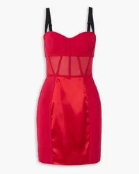 Dolce & Gabbana Paneled cady, tulle and satin mini dress - Red Red