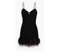 Bronx feather-embellished cutout crepe mini dress - Black